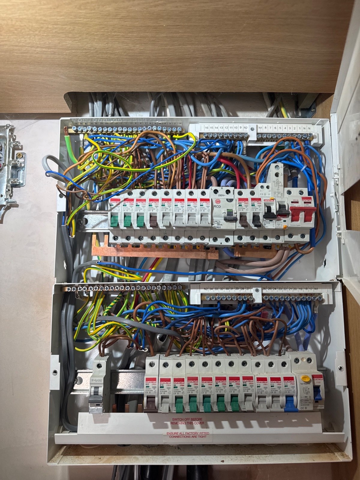 New consumer unit with individual RCBOs for each circuit, installed by Beckley Electrical in a Reading home